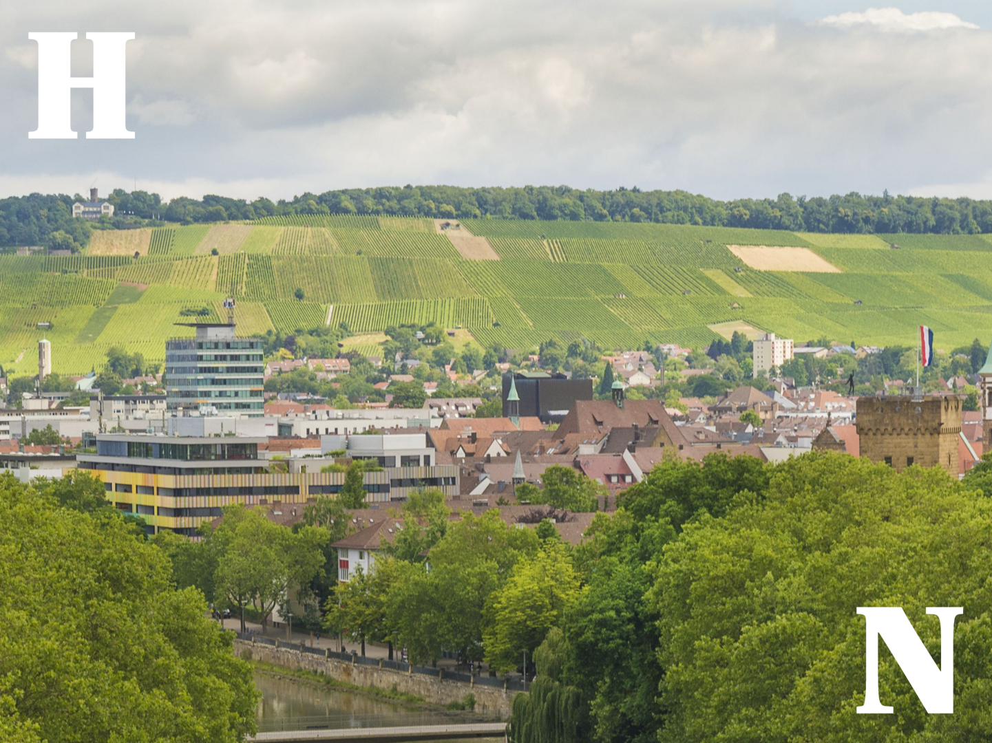 Panoramabild über die Stadt mit Blick auf den Wartberg