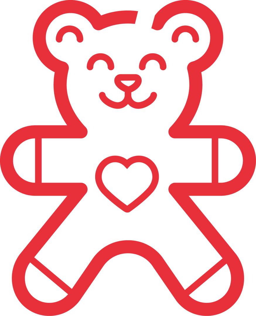 Piktrogramm eines roten Teddybärs