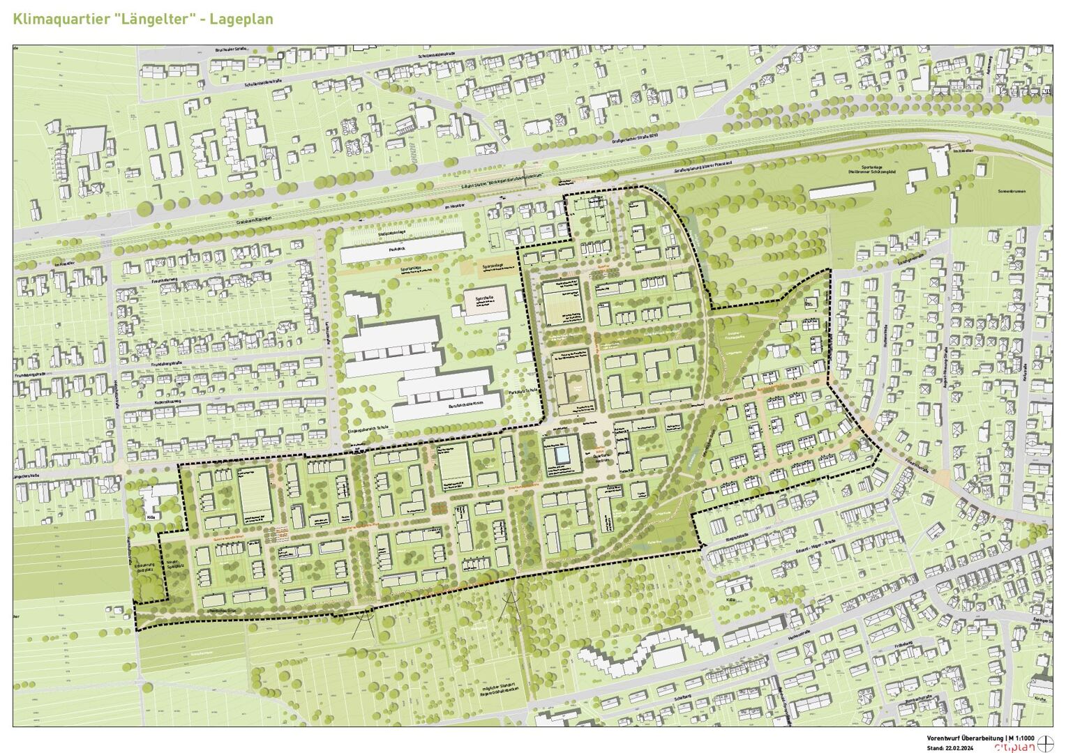 Lageplan zum Rahmenplankonzept Baugebiet Längelter